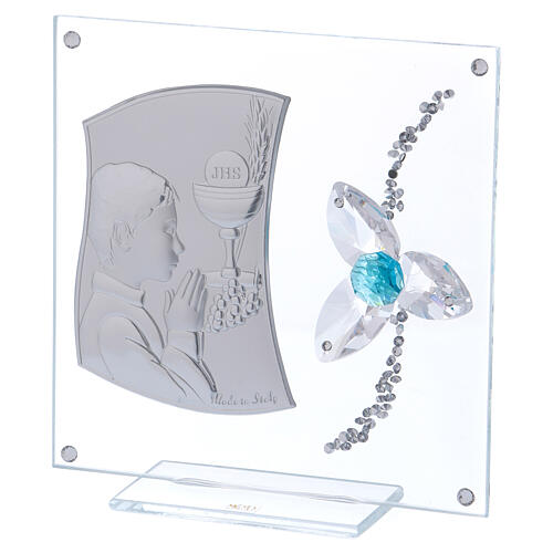 Gift idea for boy Holy Communion aquamarine flower 6x4 in 2