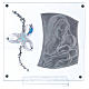 Regalo per Battesimo fiore acquamarina vetro e cristallo 15x10 cm s3