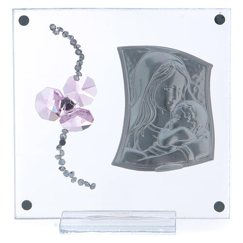 Gastgeschenk zur Taufe Blume mit rosa Blüten Mutterschaft, 10x10 cm 3