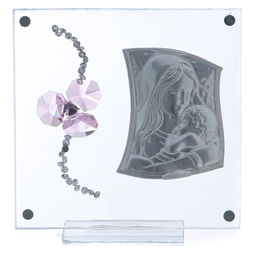 Party favour for Baptism with pink flower and Mother and Son 10x10 cm 3