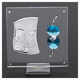 Lembrancinha Comunhão menino vidro e cristal 5x5 cm