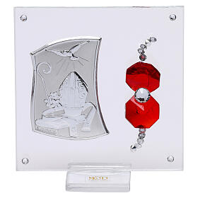Confirmation souvenir with red crystals 3x3 in
