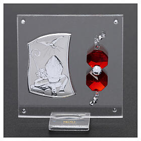 Confirmation souvenir with red crystals 3x3 in