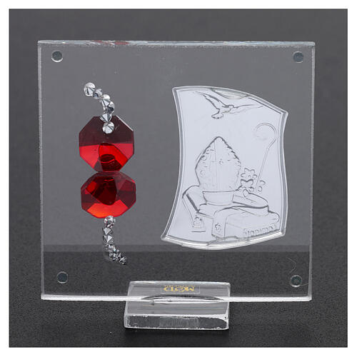 Confirmation souvenir with red crystals 3x3 in 3