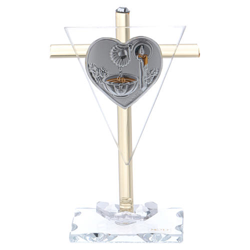 Party favour for Baptism Cross in Murano glass 10x5 cm 1