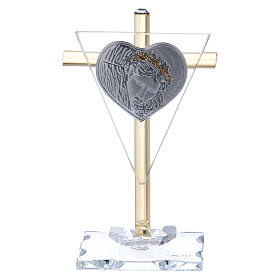 Geschenk mit dem Gesicht Jesus Kreuz aus Glas und Kristall, 10x5 cm