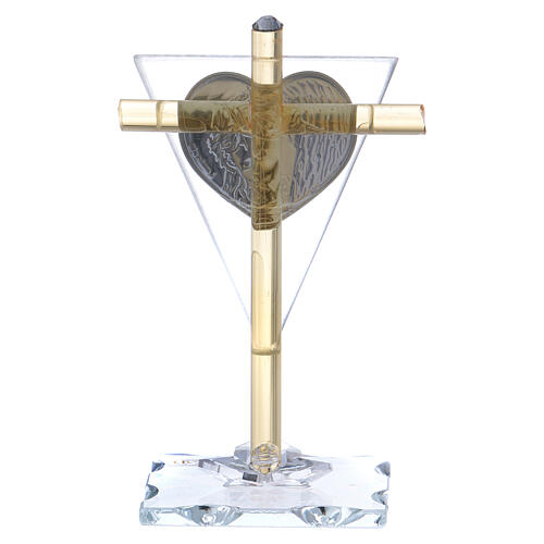 Geschenk mit dem Gesicht Jesus Kreuz aus Glas und Kristall, 10x5 cm 3