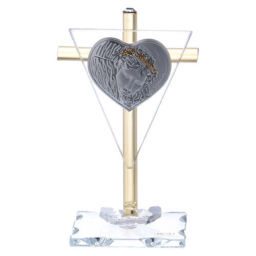 Pamiątka z obliczem Jezusa szkło i kryształ 10x5 cm 1