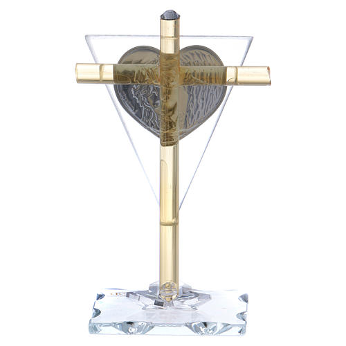 Pamiątka z obliczem Jezusa szkło i kryształ 10x5 cm 3
