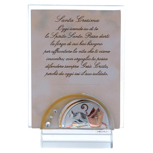 Pamiątka Sakramentu Bierzmowania Ramka na zdjęcie szkło kryształ 10x5 cm 1