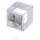 Cube-shaped crystal party favour for Wedding with Holy Family 5x5x5 cm s2