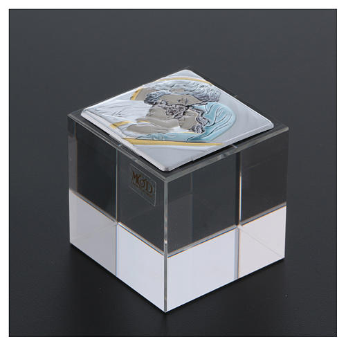 Bonbonnière Mariage cube en cristal Sainte Famille 5x5x5 cm 3