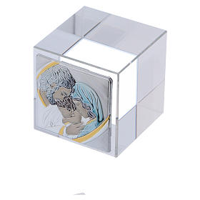 Lembrancinha Casamento cubo em cristal Sagrada Família 5x5x5 cm