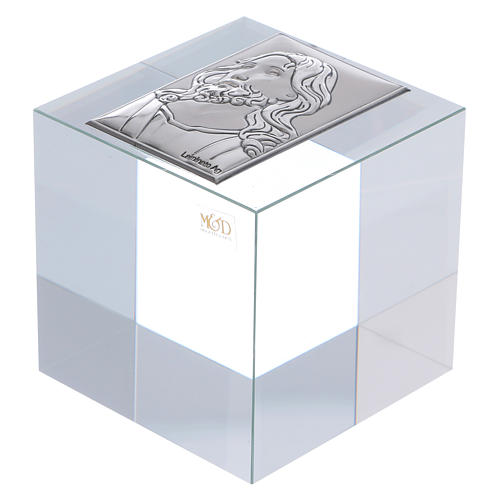 Party favour crystal paperweight with Face of Christ 5x5x5 cm 1