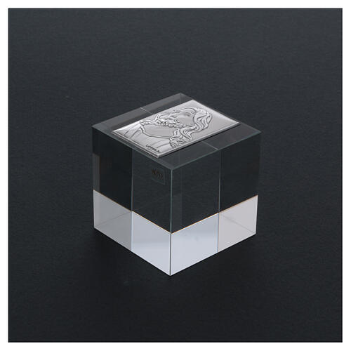 Paperweight Face of Christ silver foil 2x2x2 in 3