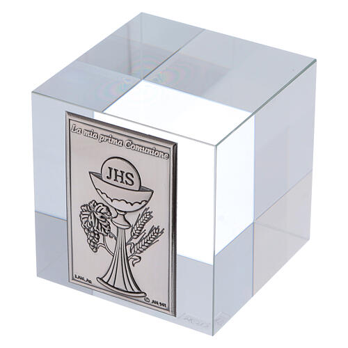 Paperweight Holy Communion silver foil 2x2x2 in 2