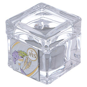 Holy Communion souvenir box with tea light candle 2x2x2 in