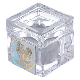 Baptism souvenir box with Maternity and tea light candle 2x2x2 in