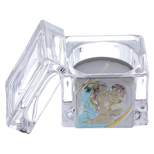 Baptism souvenir box with Maternity and tea light candle 2x2x2 in 2