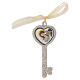 Heart shaped key pendant Holy Family favor 4x2 in s1
