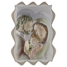 Bild Heilige Familie bemalten Silberplatte 40x30cm