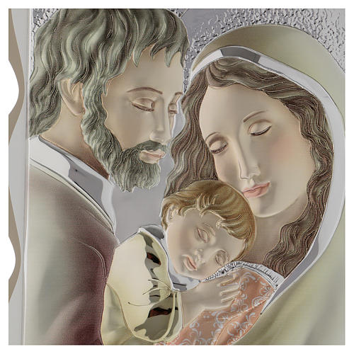 Bild Heilige Familie bemalten Silberplatte 40x30cm 2