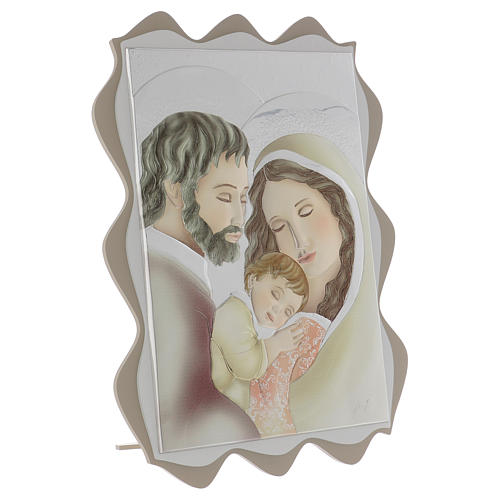Bild Heilige Familie bemalten Silberplatte 40x30cm 3