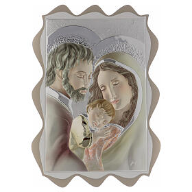 Wall picture Holy Family colored silver 16x12 in