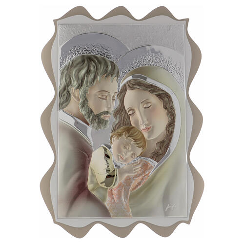 Wall picture Holy Family colored silver 16x12 in 1