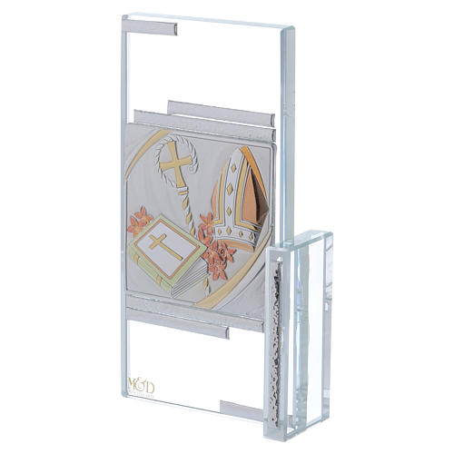 Kristall Bild Symbole der Firmung Platte 15x10cm 2