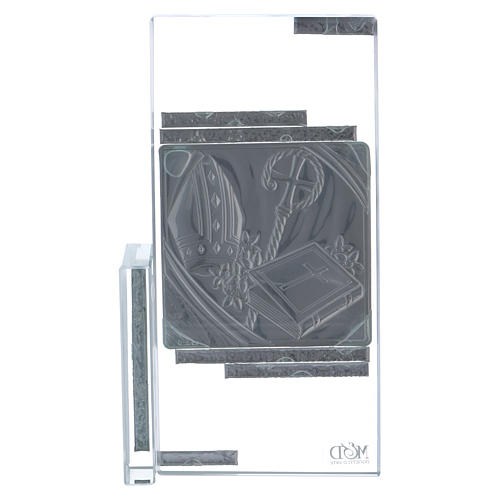 Kristall Bild Symbole der Firmung Platte 15x10cm 3