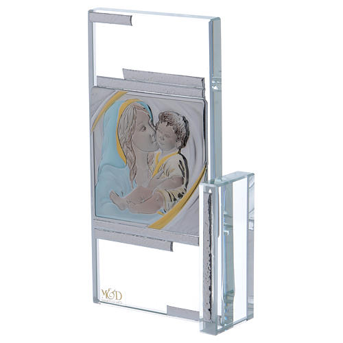 Kristall Bild Gottesmutter mit Kind Platte 15x10cm 2