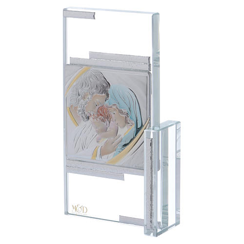 Quadrinho em cristal com Sagrada Família sobre placa 15x10 cm 2