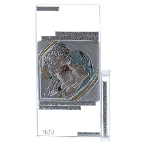 Crystal picture with Holy Family of silver foil 6x4 in 1