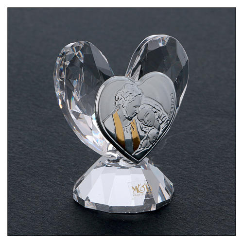 Herz Kristall Bild Heilige Familie Silber Platte 6x6cm 2