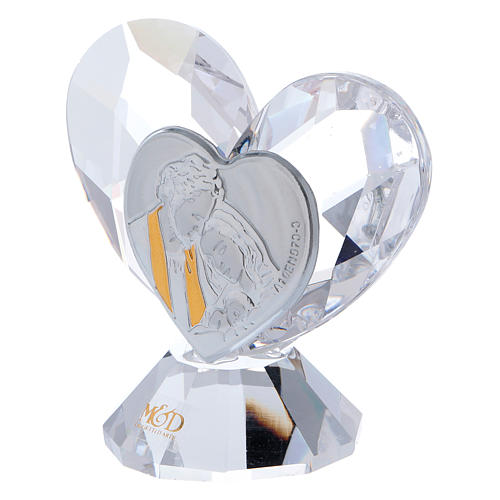 Herz Kristall Bild Heilige Familie Silber Platte 6x6cm 3