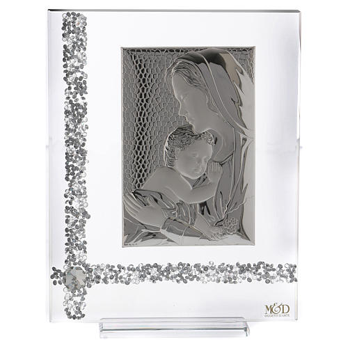 Bild Gottesmutter mit Kind 20x15cm Silber Platte 1