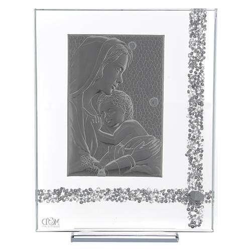 Bild Gottesmutter mit Kind 20x15cm Silber Platte 3