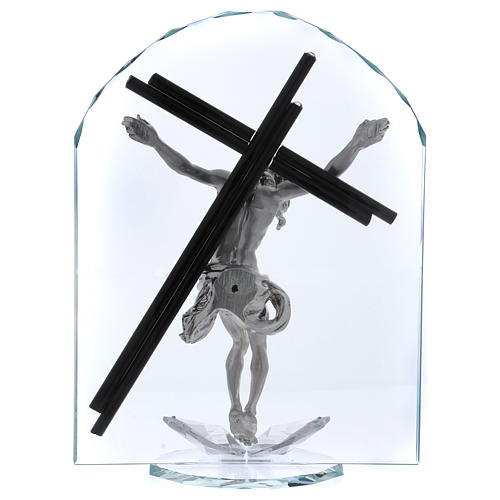 Kristall Bild mit Kruzifix 30x20cm 3