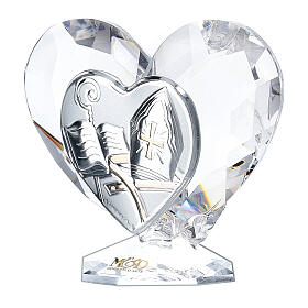 Bombonniere Firmung Herz Form Kristall und Silber Platte 5x5cm