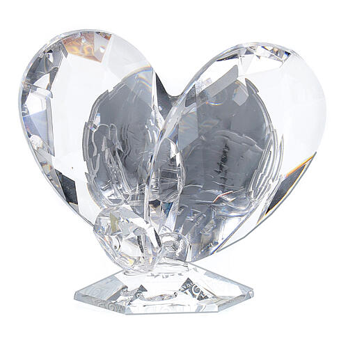Bombonniere Firmung Herz Form Kristall und Silber Platte 5x5cm 3