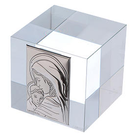 Bomboniera religiosa cubo fermacarte Maternità 5x5x5 cm