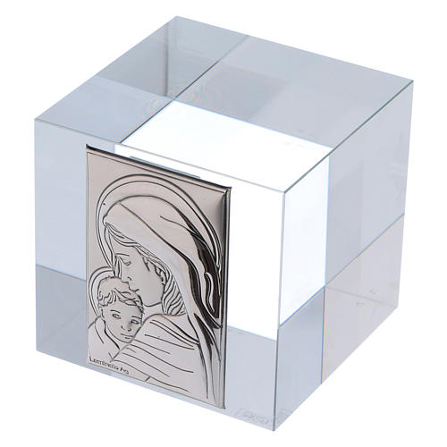 Lembrancinha religiosa cubo pisa-papéis Maternidade 5x5x5 cm 2