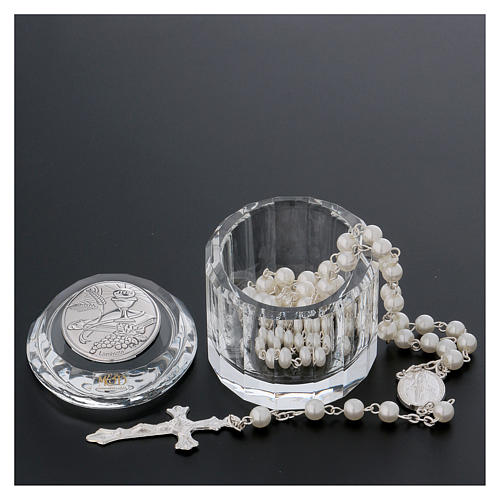 Bonbonnière boîte à chapelet cristal ovale pour Communion 4