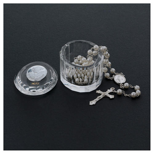 Boîte à chapelet cristal bonbonnière ovale Pape François 3