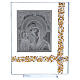 Icon Virgin Mary with Child on silver foil 8x6 in s3