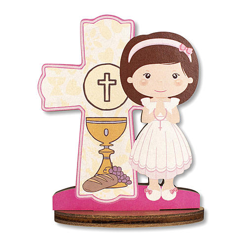 Pamiątka Komunii Krzyż Eucharystyczny Dziewczynka 10x7 cm 1