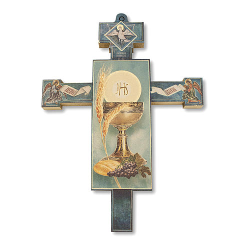 Holy Communion Cross with parchment paper Eucharistic Symbols 13.5x9.5 cm 2