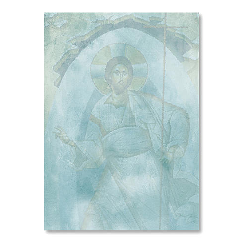 Cruz pascal impressa sobre madeira ícone Cristo Ressuscitado 13,5x9,5 cm 3