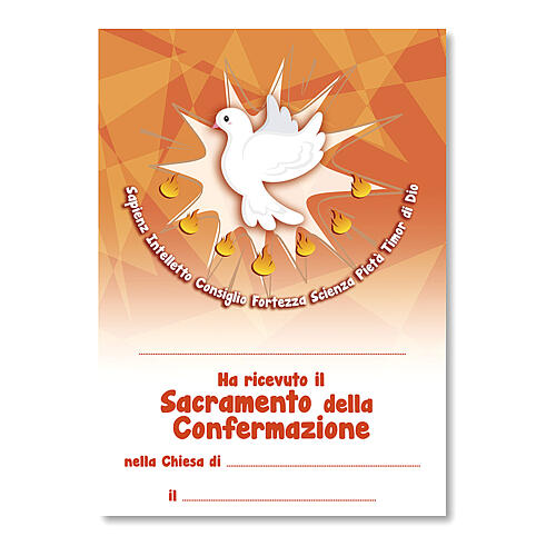Cross modern Confirmation souvenir with diploma Holy Spirit and Confirmation symbols 5x4 in 3
